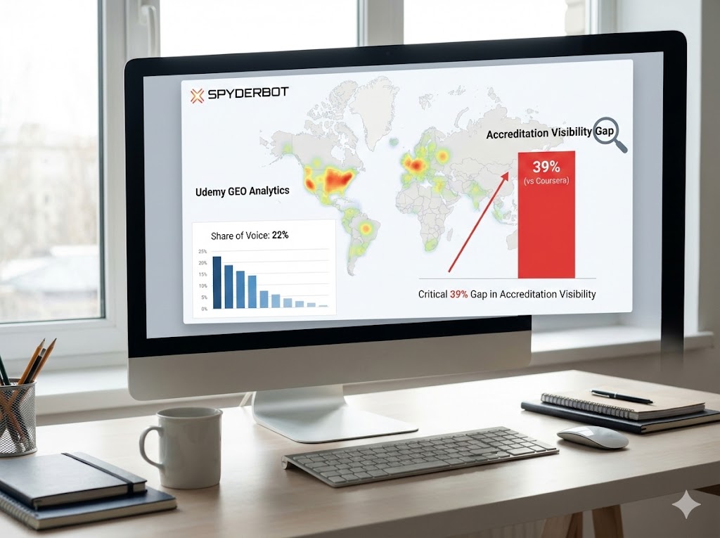 Udemy GEO Analytics: 22% Share of Voice with a Critical 39% Accreditation Visibility Gap Versus Coursera